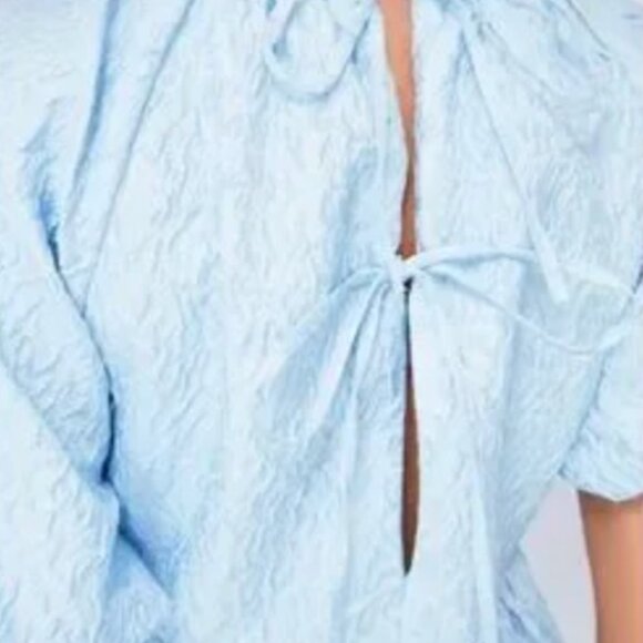 Tuckernuck Hyacinth House Powder Blue Jacquard Julia Blouse XS NWT - Picture 2 of 4